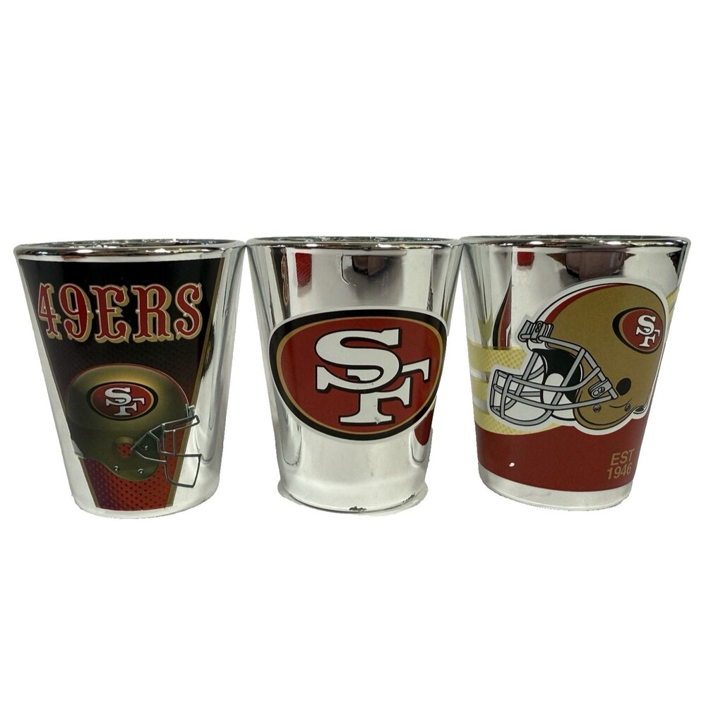 San Francisco 49ers Shot Glass Set o 3 With Colorful Finishes Collectors VTG NFL
